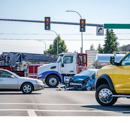 A serious truck accident between a semi and a car in a North Carolina intersection.